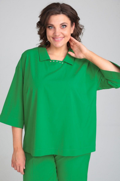 Костюм из блузы и брюк с высокой посадкой VIA-Mod 600 яблоко - фото 5