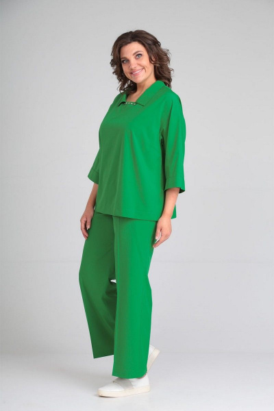 Костюм из блузы и брюк с высокой посадкой VIA-Mod 600 яблоко - фото 2