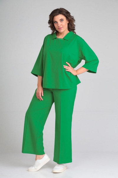 Костюм из блузы и брюк с высокой посадкой VIA-Mod 600 яблоко - фото 1