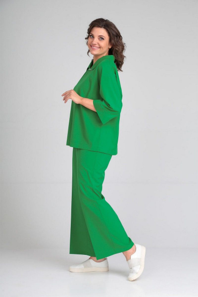 Костюм из блузы и брюк с высокой посадкой VIA-Mod 600 яблоко - фото 3