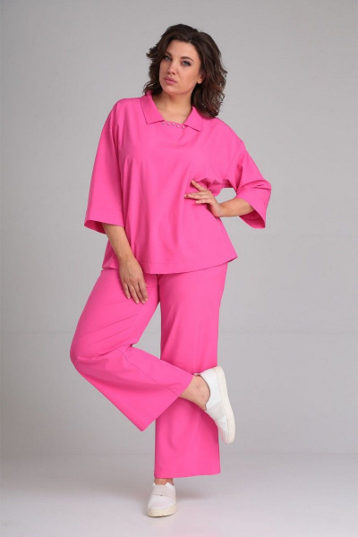 Костюм, блуза свободного силуэта и брюки с поясом VIA-Mod 600 фуксия - фото 4