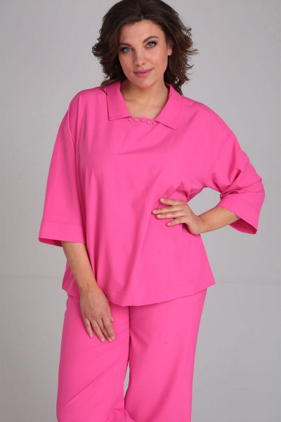 Костюм, блуза свободного силуэта и брюки с поясом VIA-Mod 600 фуксия - фото 3