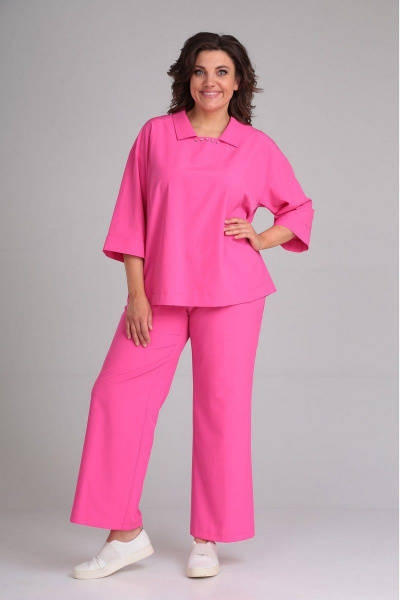 Костюм, блуза свободного силуэта и брюки с поясом VIA-Mod 600 фуксия - фото 1