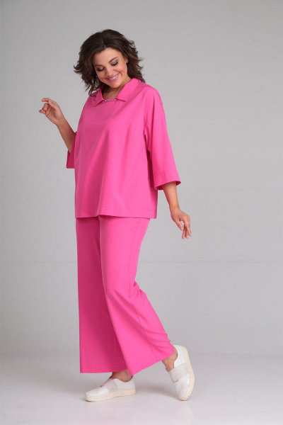 Костюм, блуза свободного силуэта и брюки с поясом VIA-Mod 600 фуксия - фото 2