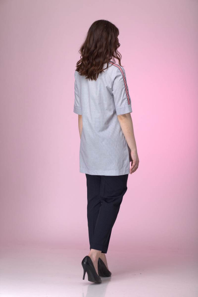 Блуза прямого силуэта для офисных образов из хлопка Anelli 666 клетка - фото 4