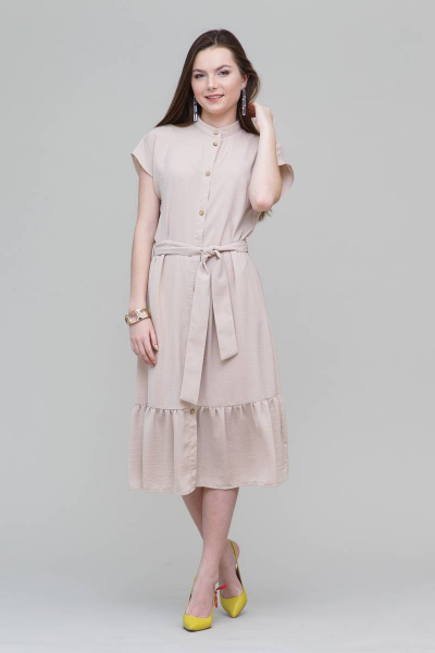 Платье летнее свободное с воланами, длинное, воздушное Domna 500(164) бежевый - фото 1