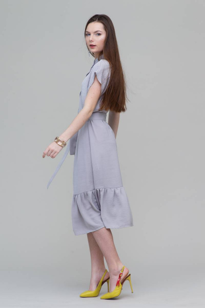 Платье летнее свободное с воланами, длинное, романтичное Domna 501 серый - фото 2