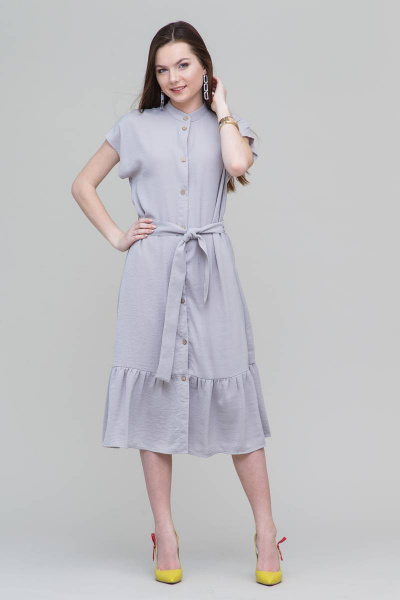 Платье летнее свободное с воланами, длинное, романтичное Domna 501 серый - фото 3