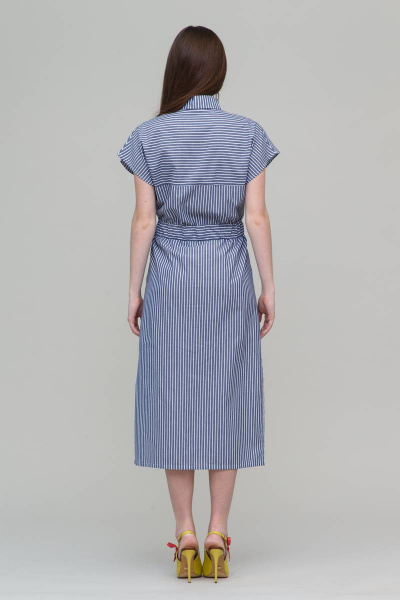 Платье в полоску летнее из хлопка, длина длинная, повседневное Domna 502(164) синий - фото 2