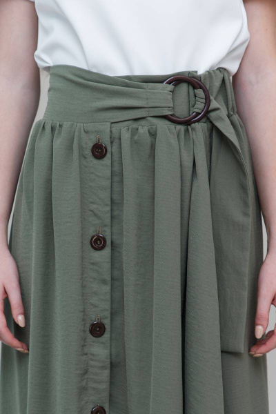 Юбка из вискозы и текстиля длины миди, стиль casual Domna 71095 хаки - фото 5