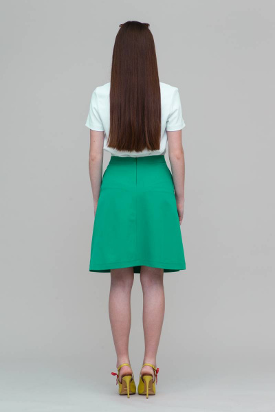 Юбка в складку укороченная с карманами и поясом для casual Domna 71092(164) зеленый - фото 3