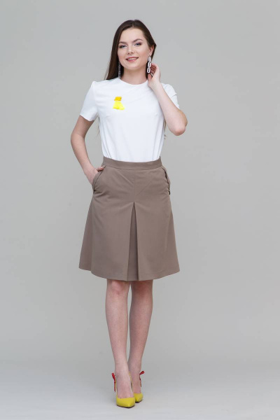 Юбка в складку укороченная с карманами для casual Domna 71093(170) кофейный - фото 1