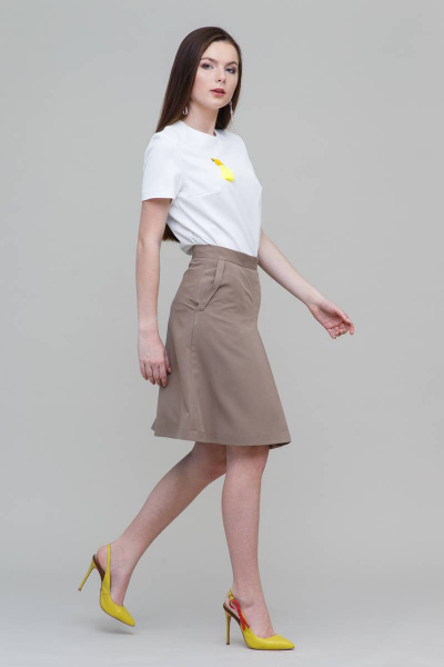 Юбка в складку укороченная с карманами для casual Domna 71093(170) кофейный - фото 4