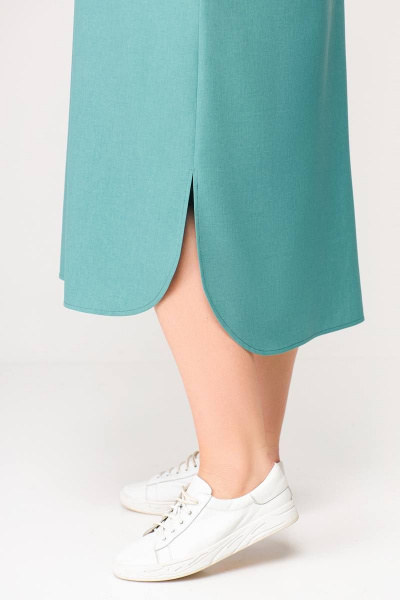 Бирюзовое платье из вискозно-льняной ткани с รอบом и карманами Swallow 496.2 мята - фото 11