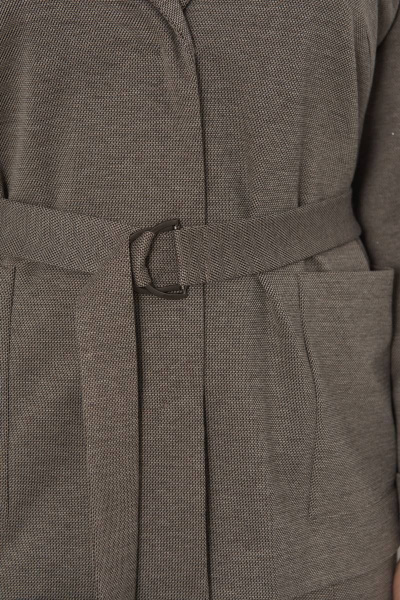 Коричневый прямой жакет из трикотажа с поясом и накладными карманами Femme & Devur 70937 1.32BF(170) - фото 4