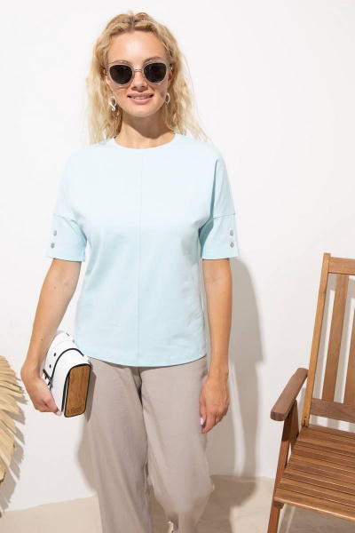 Летний прямой джемпер с вырезом лодочка и защипами Femme & Devur 30725 1.22F(170) - фото 1