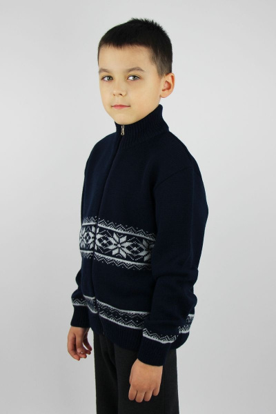 Демисезонный хлопковый жакет для мальчика с молнией Полесье С2104-21 1С1359-Д43 146 м.синий - фото 2