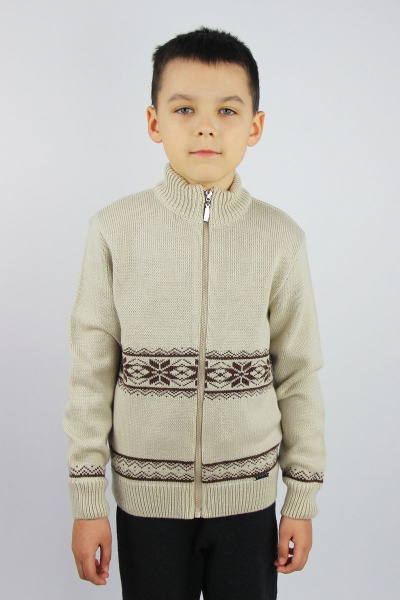 Демисезонный хлопковый жакет для мальчика с молнией Полесье С2104-21 1С1359-Д43 152 слоновая_кость - фото 1
