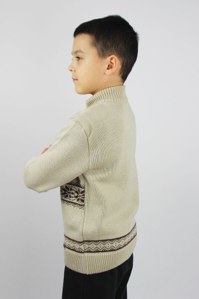 Демисезонный хлопковый жакет для мальчика с молнией Полесье С2104-21 1С1359-Д43 146 слоновая_кость - фото 3