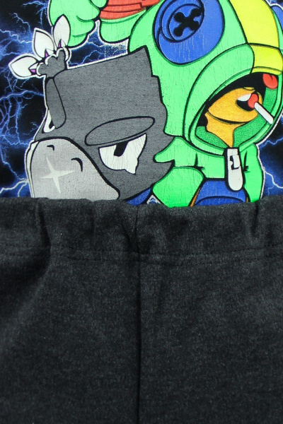 Зауженные трикотажные брюки из хлопка с эластичной тесьмой Полесье С8892-21 1С1252-Д43 134 т.антрацит - фото 4