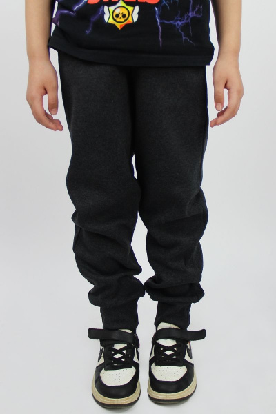 Зауженные трикотажные брюки из хлопка с эластичной тесьмой Полесье С8892-21 1С1252-Д43 134 т.антрацит - фото 3