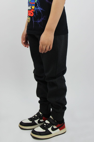 Зауженные трикотажные брюки из хлопка с эластичной тесьмой Полесье С8892-21 1С1252-Д43 134 т.антрацит - фото 2