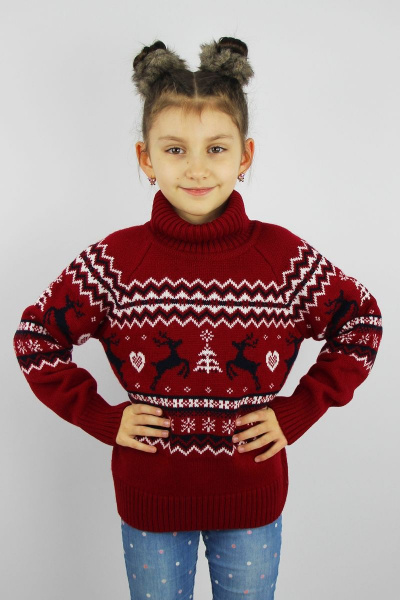 Красный свитер из шерсти с рукавом реглан на демисезон Полесье С9157-22 2С8759-Д43 146 гермес - фото 1