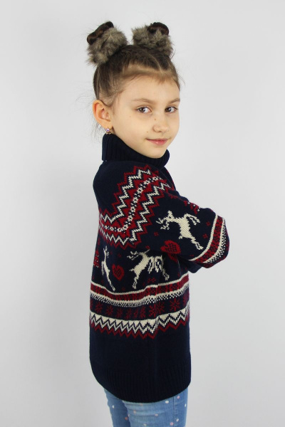 Синий свитер из шерсти с рукавом реглан на демисезон Полесье С9157-22 2С8759-Д43 134,140 м.синий - фото 3