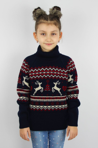 Синий свитер из шерсти с рукавом реглан на демисезон Полесье С9157-22 2С8759-Д43 134,140 м.синий - фото 1