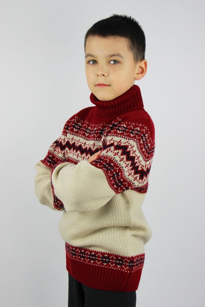 Свитер из шерсти с коротким рукавом и беечным воротником Полесье С9158-22 2С8760-Д43 122,128 гермес - фото 2