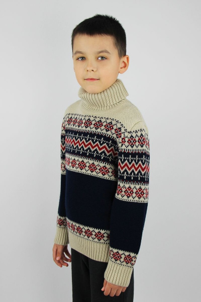 свитер реглан из шерстяного трикотажа с втачным рукавом Полесье С9158-22 2С8760-Д43 122,128 жемчуг - фото 2