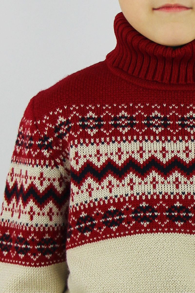 Свитер из шерсти с коротким рукавом и беечным воротником Полесье С9158-22 2С8760-Д43 146 гермес - фото 3