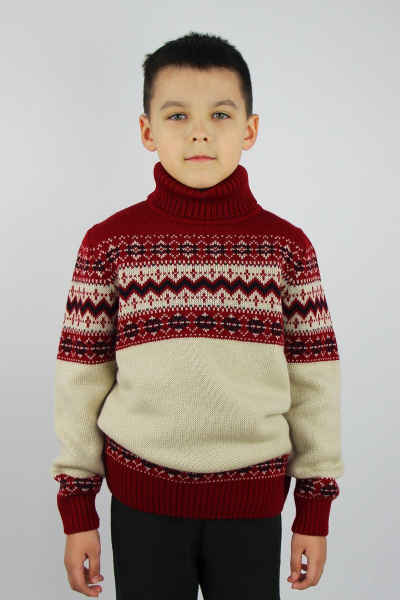 Свитер из шерсти с коротким рукавом и беечным воротником Полесье С9158-22 2С8760-Д43 146 гермес - фото 1