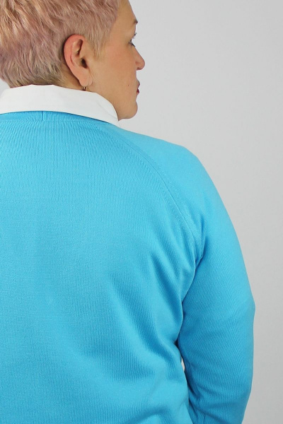 жакет вязаный демисезонный с рукавом реглан и V-образным вырезом Полесье С2555-21 1С8688-Д43 170,176 океан - фото 3