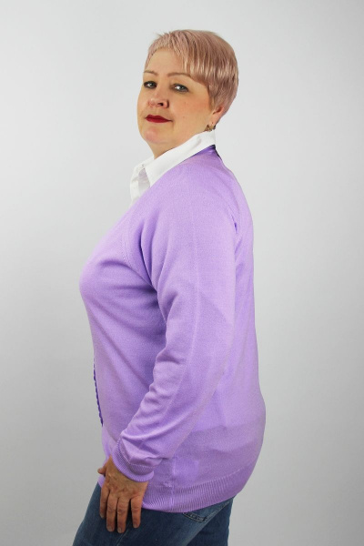 жакет вязаный трикотажный демисезонный с V-вырезом Полесье С2555-21 1С8688-Д43 170,176 сиреневый_туман - фото 2