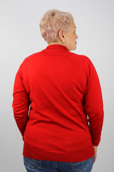 Демисезонный вязаный свитер прямого силуэта с воротником-стойкой Полесье С3316-15 5С1754-Д43 170,176 алый - фото 3