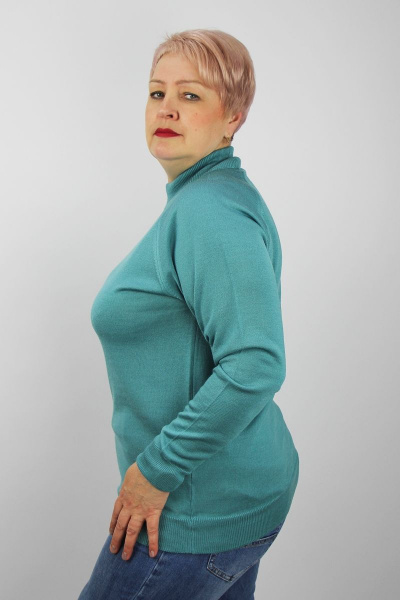 Демисезонный трикотажный свитер прямого силуэта реглан с воротником-стойкой Полесье С3316-15 5С1754-Д43 170,176 бирюзовый - фото 2