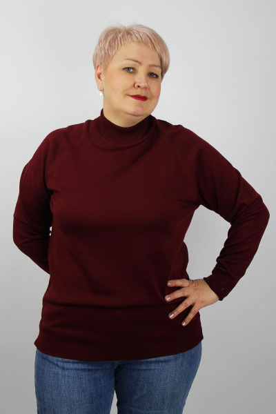 Демисезонный красный свитер прямого силуэта реглан с воротником Полесье С3316-15 5С1754-Д43 170,176 бордовый - фото 1