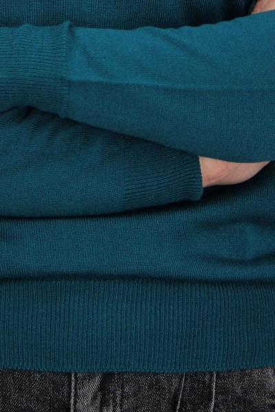 Демисезонный вязаный свитер прямого силуэта с воротником-стойкой Полесье С3316-15 5С1754-Д43 170,176 сине-зеленый - фото 3