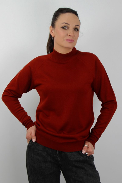 Демисезонный красный свитер реглан с двойной стойкой Полесье С3316-15 5С1754-Д43 170,176 терракотовый - фото 1