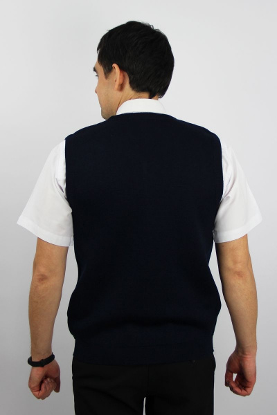 Жилет прямого силуэта из шерстяного трикотажа на каждый день Полесье С5113-21 1С1331-Д43 182,188 м.синий - фото 3