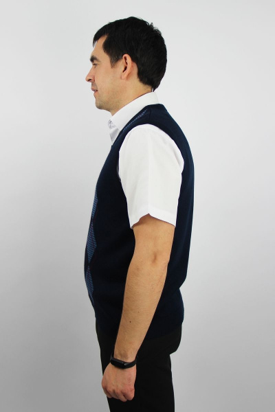 Жилет прямого силуэта из шерстяного трикотажа на каждый день Полесье С5113-21 1С1331-Д43 182,188 м.синий - фото 2