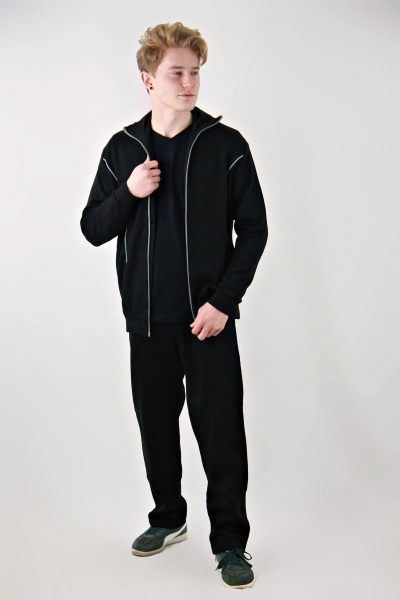 спорт костюм брюк и жакета из шерсти и трикотажа с деталями Полесье С6473-18 8С0593-Д43 176 черный - фото 1