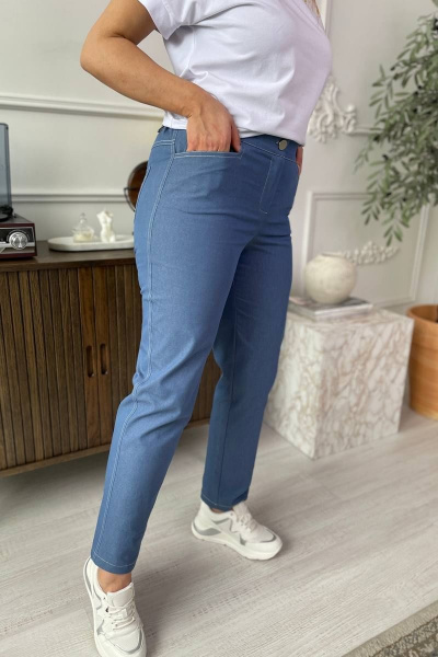Джинсовые брюки с высокой посадкой и резинкой Rumoda 2023 джинс - фото 9