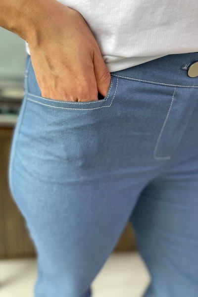 Джинсовые брюки с высокой посадкой и резинкой Rumoda 2023 джинс - фото 8