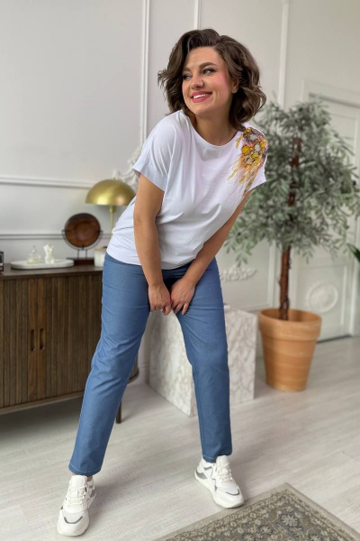 Джинсовые брюки с высокой посадкой и резинкой Rumoda 2023 джинс - фото 2