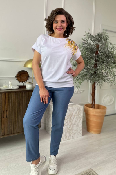 Джинсовые брюки с высокой посадкой и резинкой Rumoda 2023 джинс - фото 1