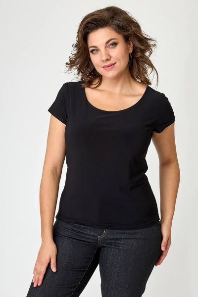 Майка приталенная из трикотажа для бега и casual Zlata 4401 черный - фото 5