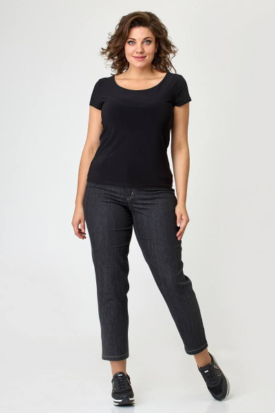 Майка приталенная из трикотажа для бега и casual Zlata 4401 черный - фото 1