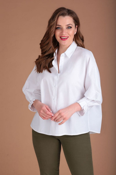 Рубашка-рубашка свободного силуэта из хлопка для лето Таир-Гранд 62427 белый - фото 1